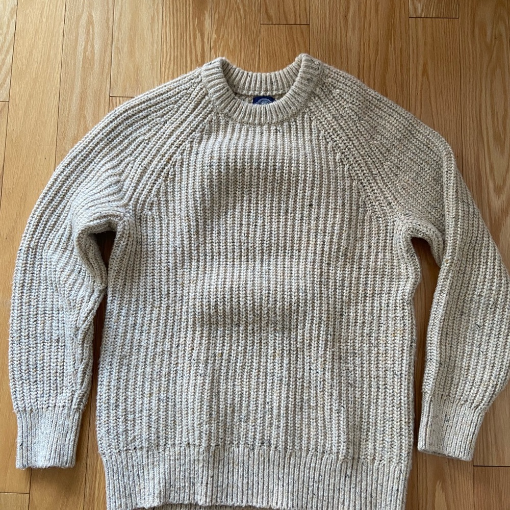Gap Donegal Rib Crewneck Sweater Cream Mens Medium